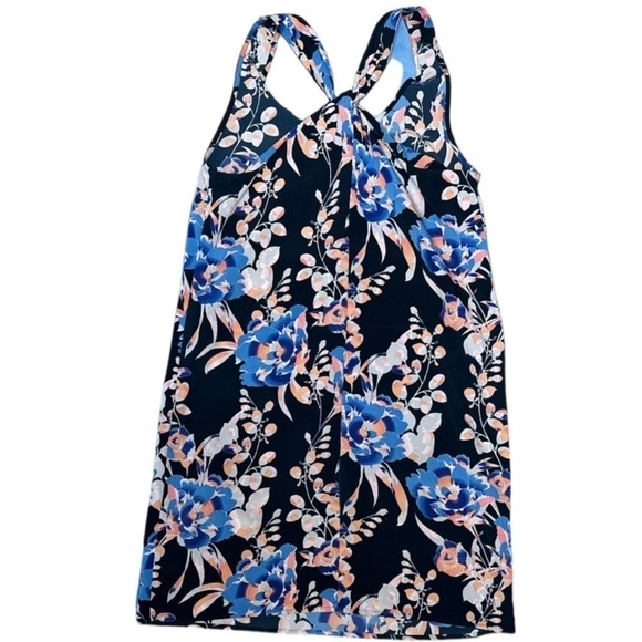 Gap Factory Sundress w/Knot Racer Back Navy w/ Floral Print EUC  XS - Picture 3 of 7